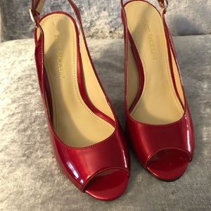 Gorgeous metallic red slingback pumps
